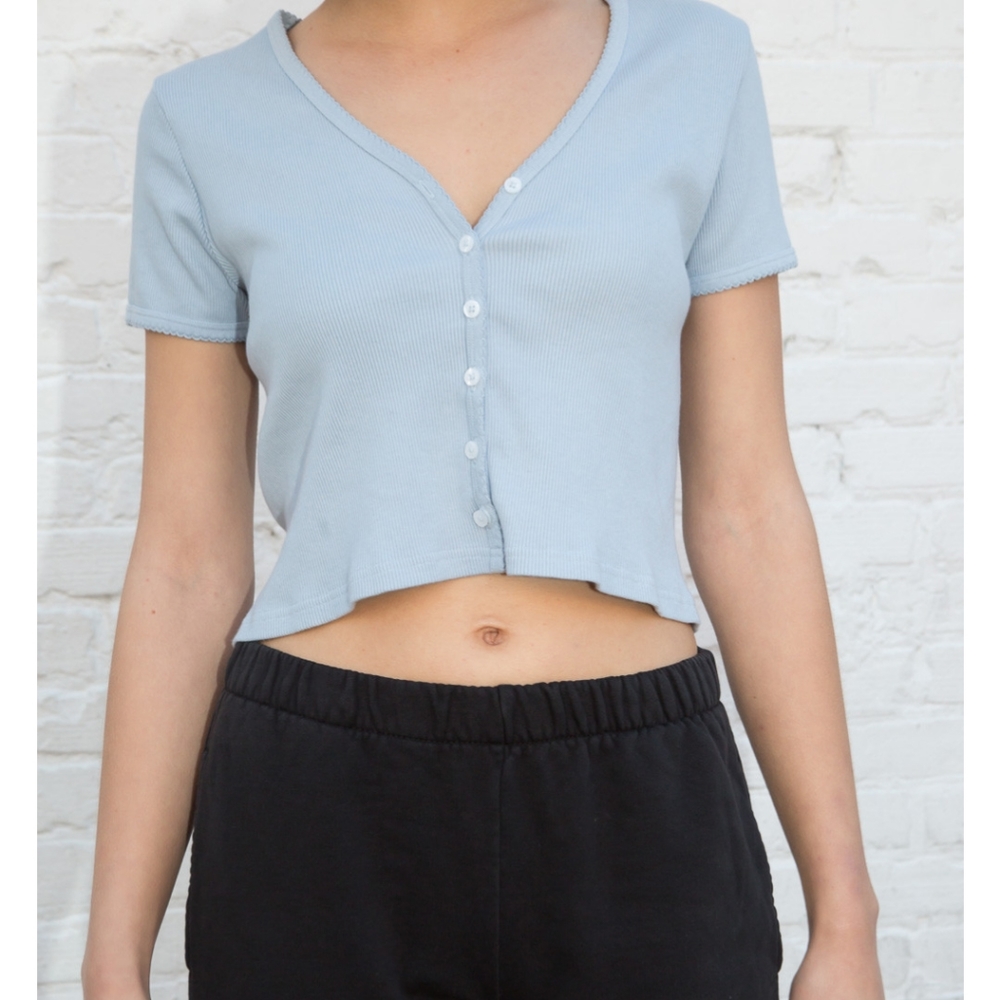 (sold, DO NOT OFFER) blue paige ruffle top